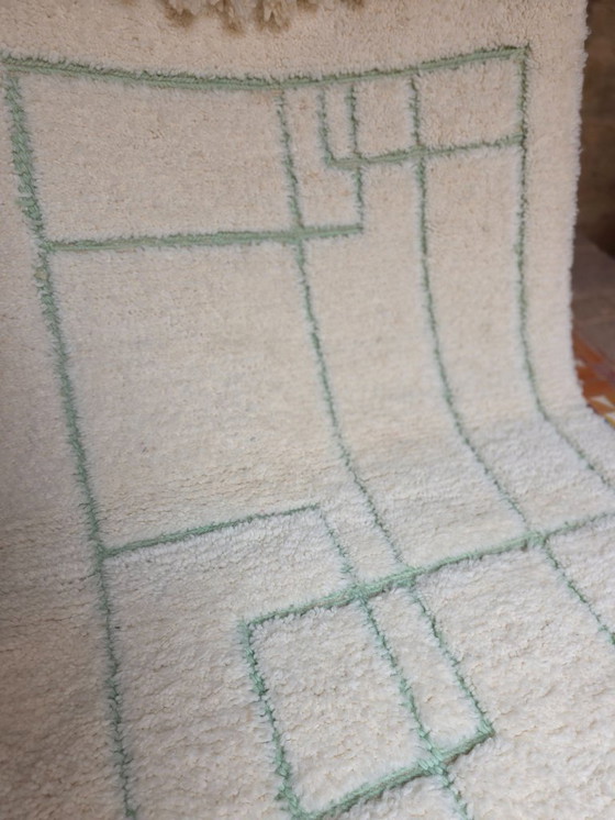 Image 1 of Small cream & mint Beni Ourain plush rug 157 x 104 cm