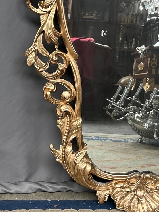 Miroir ancien en bois de style rococo. Noyer massif. (photo 8 of 10)