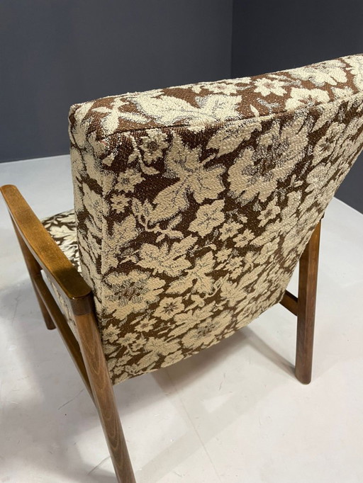 Pair of Retro Armchairs with Floral Upholstery, Czechoslovakia, 1960s