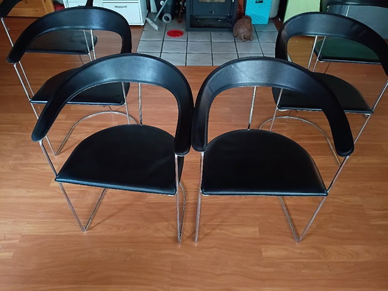 Chairs by Arrben italy 1980 s – Armchairs, Leather, Chrome (photo 3 of 9)