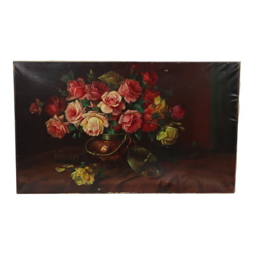 Large Flower Painting Still Life Roses 100x60cm