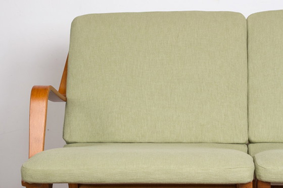 Image 1 of 2-seat Danish sofa in laminated beech and mahogany Model AX by Peter Hvidt and Orla Mogaard-Nielsen for Fritz Hansen 1960