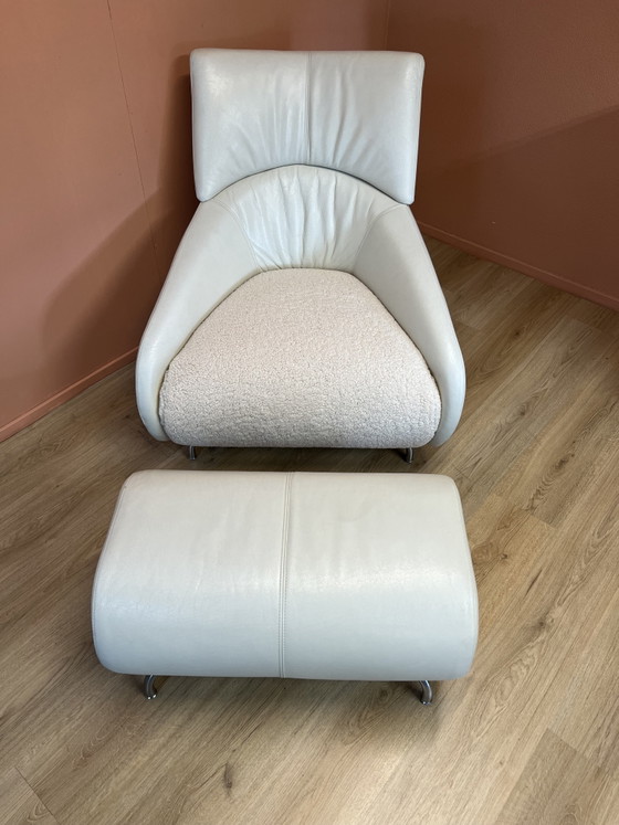 Image 1 of Fauteuil Leolux Solymi avec repose-pieds – récemment retapissé – un classique du design