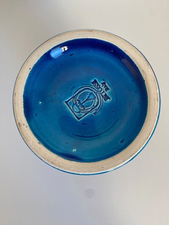 Image 1 of Candeliere firmato Bitossi Rimini Blue – Aldo Londi – Ceramiche italiane di metà secolo
