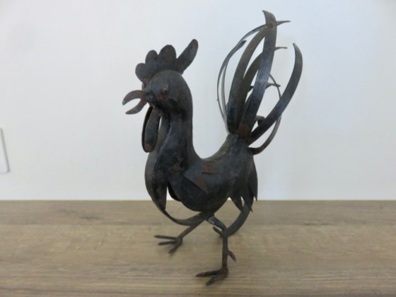 Image 1 of Scultura in metallo "Il Gallo" nello stile di Jean Touret e Michel Anasse, circa 1960.