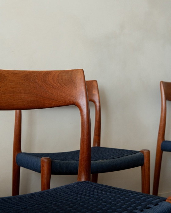 Image 1 of Danish Modern Teak Dining Chairs Model 77 by Niels Otto Møller for J.L. Møllers Møbelfabrik, Denmark, 1960s, Set of 6