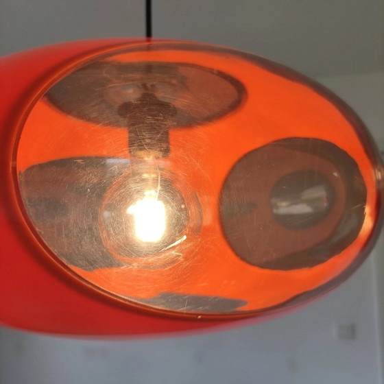 Orange bug-eye UFO pendant lamp – Massive – Plastic, Space Age (photo 7 of 8)