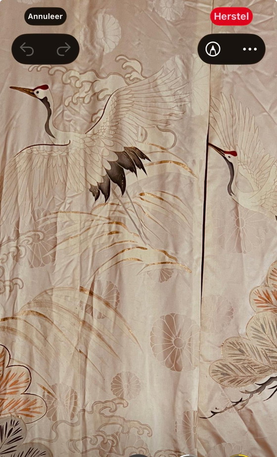 Vintage Japanese silk bridal kimono, hand-painted with cranes – Decorative Objects, Textile (photo 8 of 8)