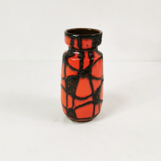 Fat Lava Keramikvase, Scheurich Keramik 242-22 "Spiderweb", 1960er Jahre, Vasen, Schwarz (Foto 11 von 11)