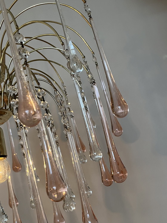 Image 1 of Vintage Pink Teardrop Chandelier Crystal Beads