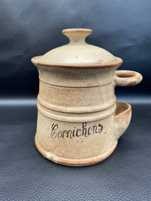 Handmade Vallauris Stoneware Pickle Crock with Side Spigot – servies, Rustic