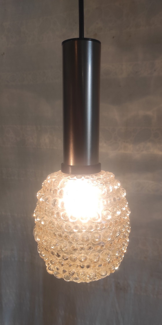 Image 1 of Hanglampen van amberkleurig glas in de stijl van H. Tynelle - jaren 70