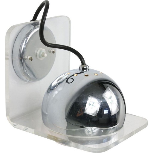 Lampada da parete vintage italiana cromata Eyeball