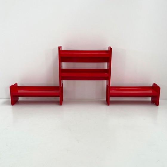 Image 1 of Rode modulaire Jeep-boekenkast van De Pas, D'Urbino en Lomazzi voor BBB, jaren 70.