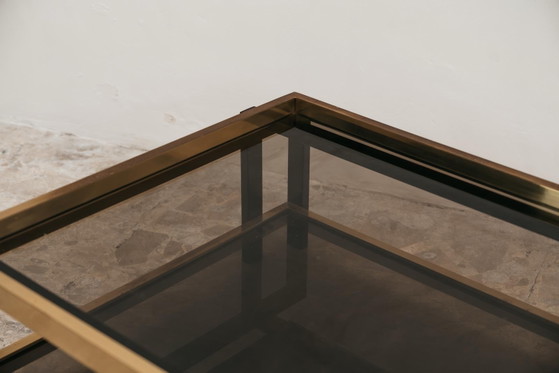 Image 1 of Tavolo Da Salotto Design Hollywood Regency Anni ‘70 Geometrico Ottone Vintage