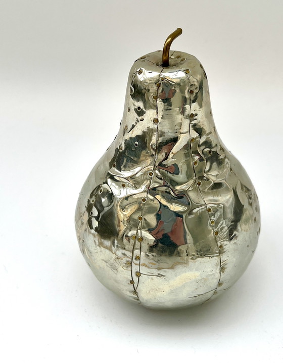 Image 1 of Studio-Metal-Art / Brutalist Metal Fruit Sculptures (ca. 1970/80er) Handgefertigte Metall-Skulptur „Birne" -