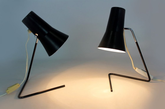 Image 1 of Schwarze Tischleuchten von Josef Hurka für Drupol, 1960er Jahre, 2er-Set