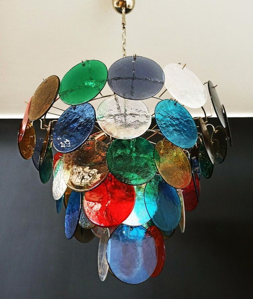 Vintage Murano glass chandelier with 10 lights, Italy 1980