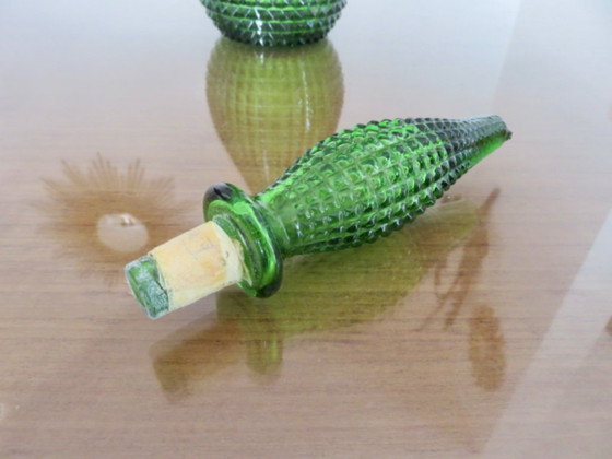 Image 1 of Empoli Italië karaf van groen diamantvormig glas