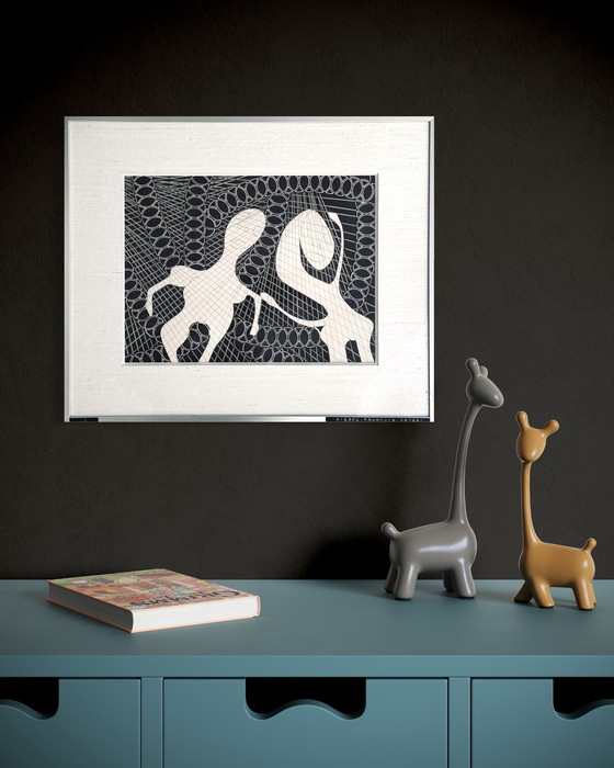 Image 1 of Pierre-François Vaysse - Art Brut circa 1970 - tinta - enmarcado