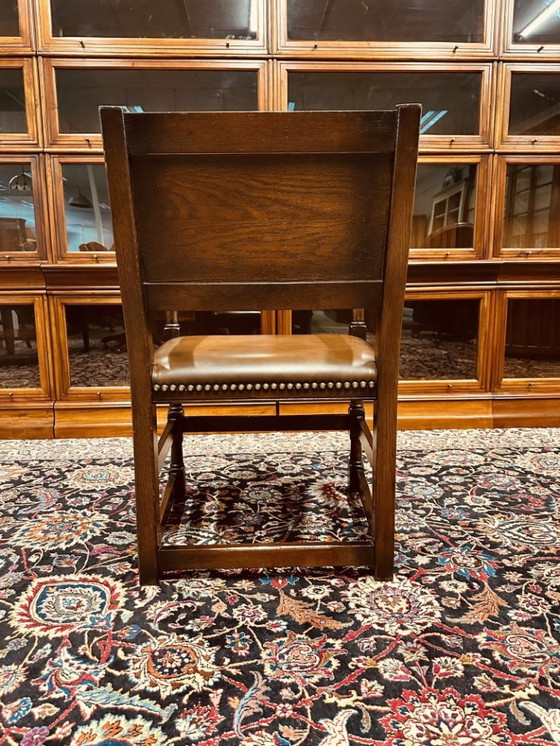 Antique English Office Chair – Leather, Metal (photo 4 of 7)