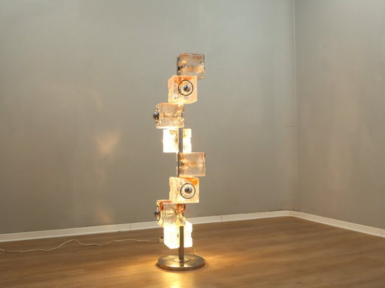 Image 1 of Lampada da terra in vetro cubico di Murano di Toni Zuccheri per VeArt, anni '70