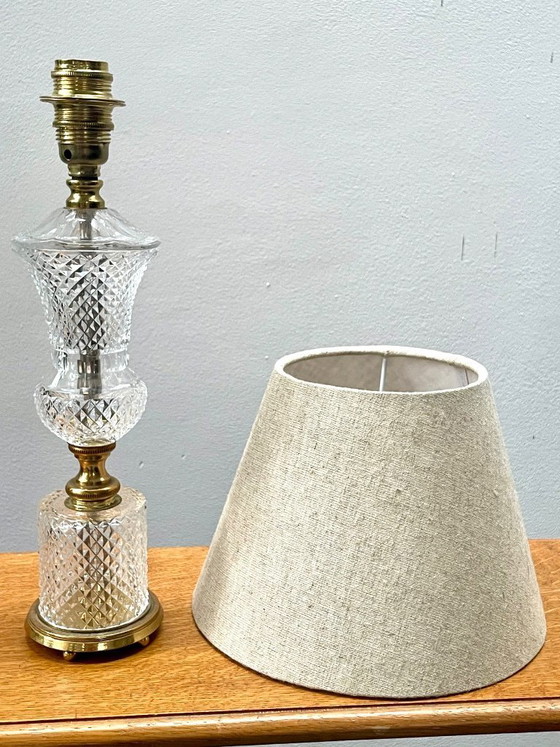 Image 1 of Table lamp in cut glass and brass, circa 1950