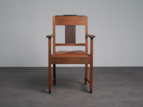 Paire de fauteuils Art déco de l'école d'Amsterdam, Pays-Bas, années 1930 – Chaises de salle à manger, Wood (photo 2 of 9)