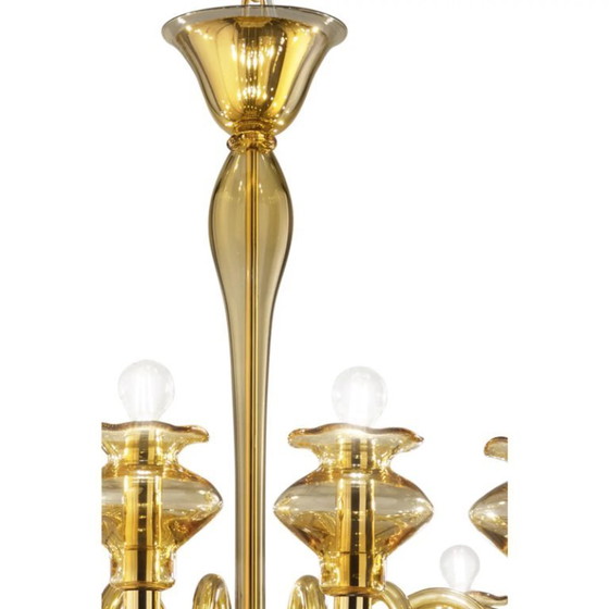 Image 1 of Lampadario moderno di lusso in vetro di Murano con finitura ambrata
