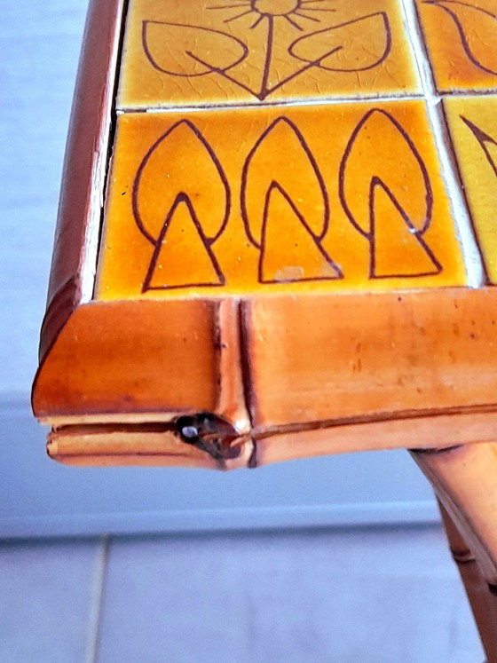 Image 1 of Tavolino in bambù e ceramica di Pierre Louis Brechat