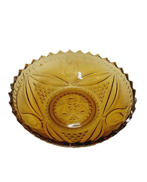 Cuenco de vidrio ámbar vintage