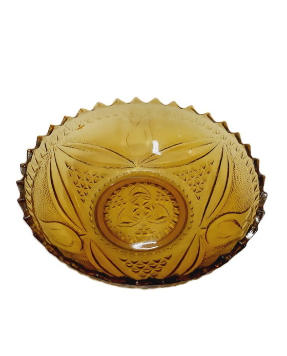 Image 1 of Vintage amberkleurige glazen kom