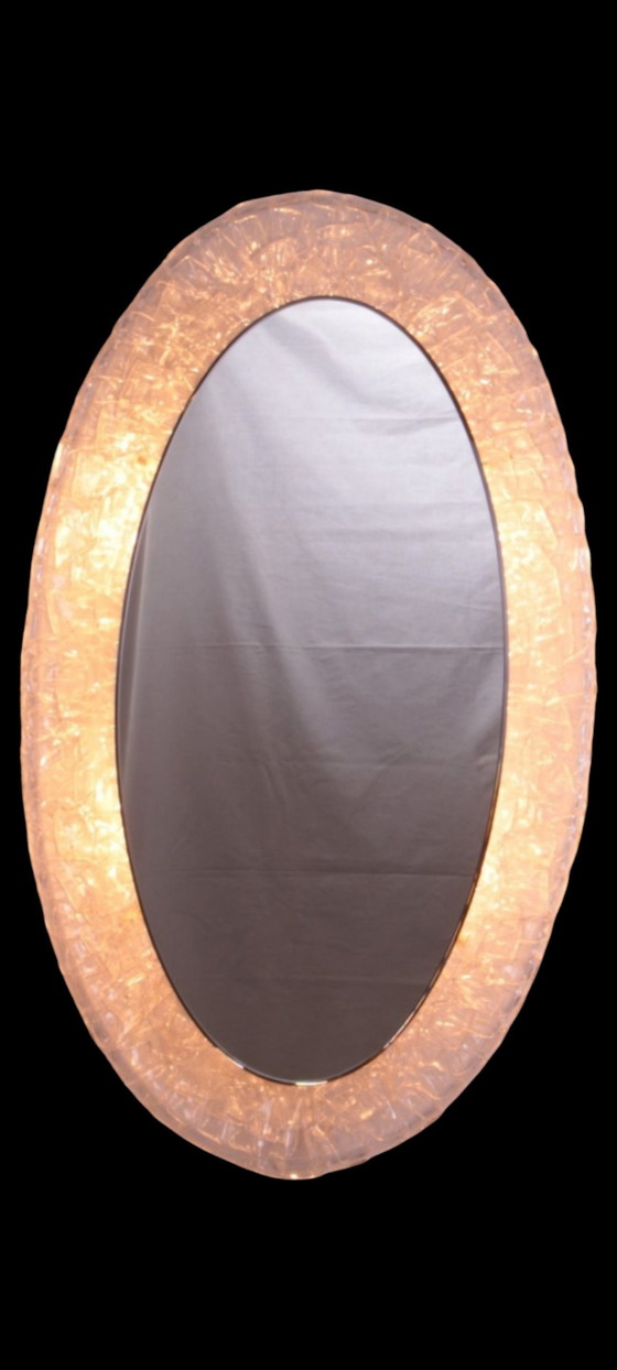 Image 1 of Vintage Space Age spiegel Hillebrand 22 220 | Acryl matglas uit de jaren 70 | Verlicht | Designklassieker

