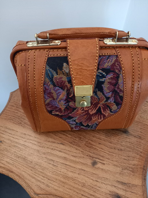 Vintage Gobelin Handtas – Jaren '70 – Echt Leer & Tapijt 