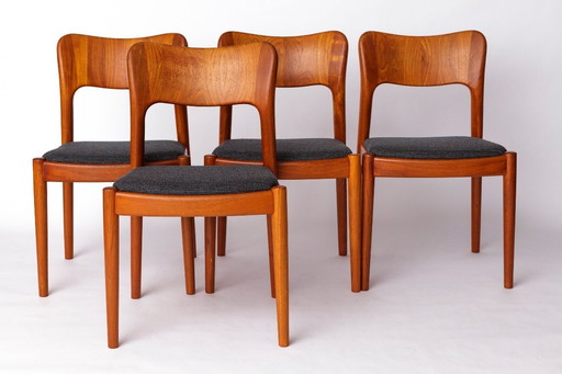 Set of 4 Niels Koefoed Ole Chairs | 1970s Denmark | Vintage Danish Teak Dining Chairs | Reupholstered