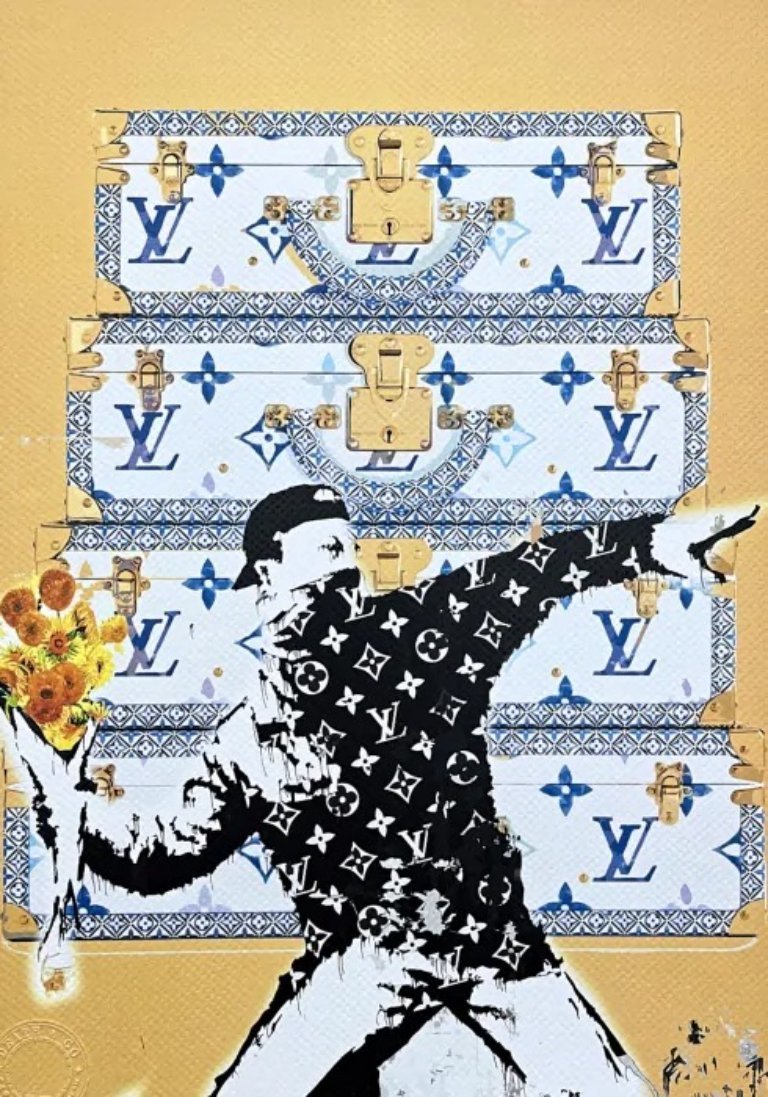 特価　処分1点のみ　death nyc バンクシー　ゴッホ　VUITTONアート Death Nyc - Banksy Flower Thrower and Louis Vuitton - Limited