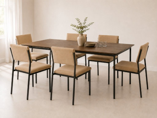 Set van 6 Pastoe SM07 eetkamerstoelen / Cees Braakman / jaren 60 / originele bekleding / zwart stalen frame