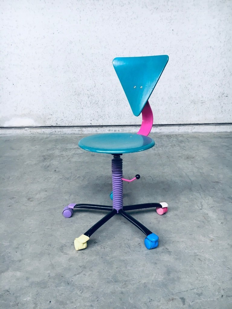 1980's Memphis Design Style Colorful Desk Office Chair | €250