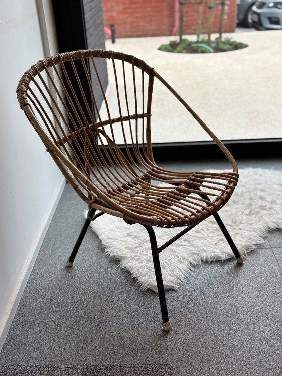 Image 1 of Vintage rattan/bamboo bucket chair armchair
