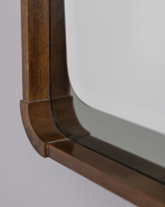 Image 1 of Vintage 1960s wall mirror in wood and smoked glass, Italian design