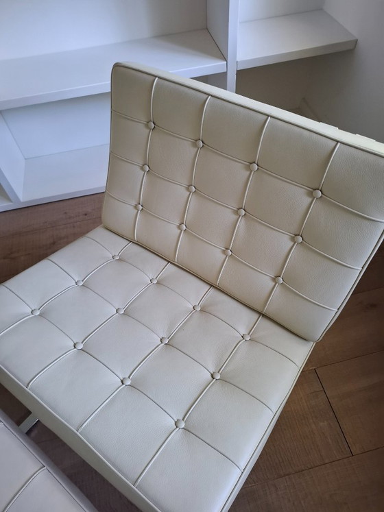 Barcelona Chair with ottoman, Steelform reproduction, Cream-colored, Armchairs, Leather, Creme (photo 2 of 8)