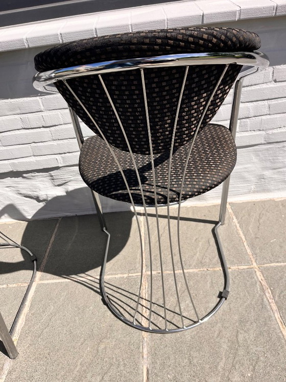 4 X Effezeta Chrome Dining Chair – Eetkamerstoelen, Metal, Textile (photo 7 of 9)