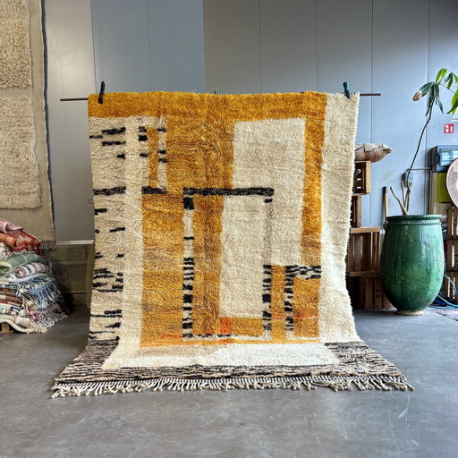 Autentico tappeto di lana berbera marocchina Mrirt 210x300 cm - Tappeto di lana tessuto a mano, soffice e colorato