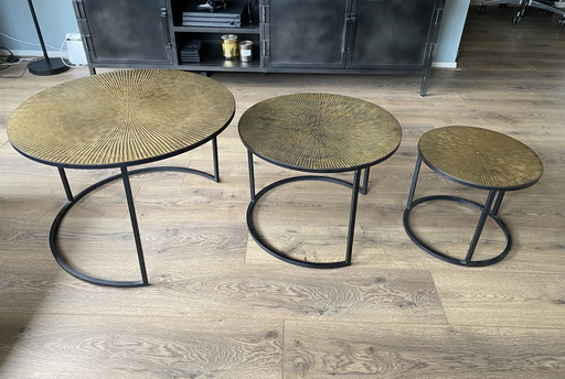 3 tables basses/tables d'appoint dorées