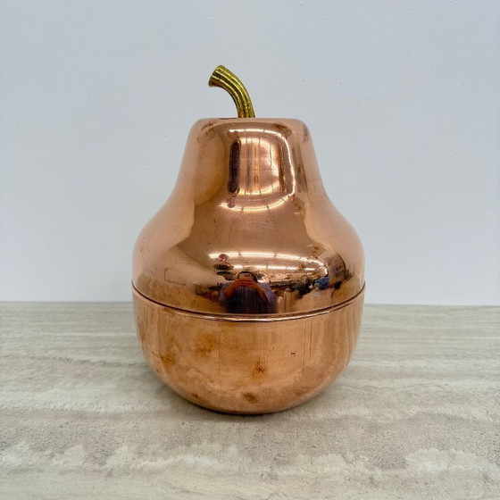 Image 1 of Secchiello per il ghiaccio vintage Raymor a forma di pera, in rame, per champagne e vino, Italia, anni '70.