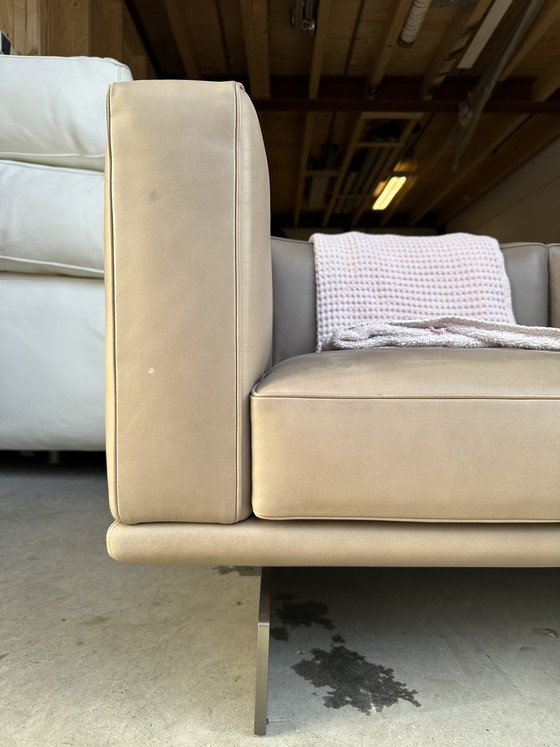 Image 1 of Minotti Dylan Petit canapé – cuir taupe – 160 cm – topconditie