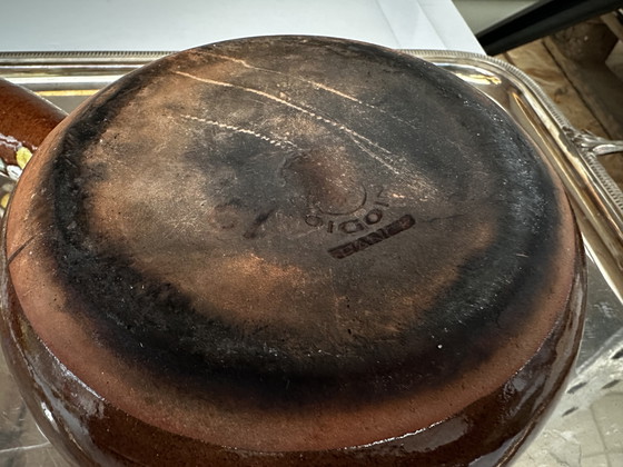 Image 1 of Caquelon antico di Digoin in gres dipinto a mano e smaltato