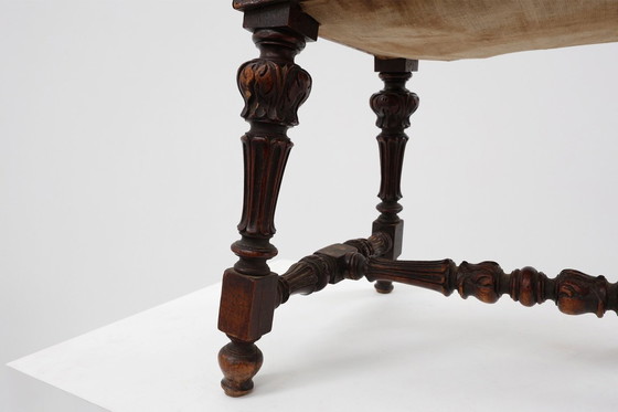 Image 1 of Baroque 19th century oak stool in Louis XV style, France 