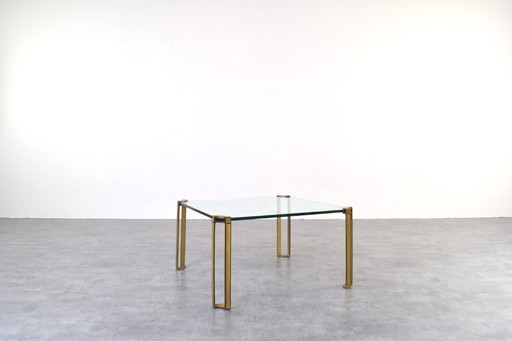 Tables basses Hollywood Regency en laiton et verre par Peter Ghyczy, années 1970, lot de 2