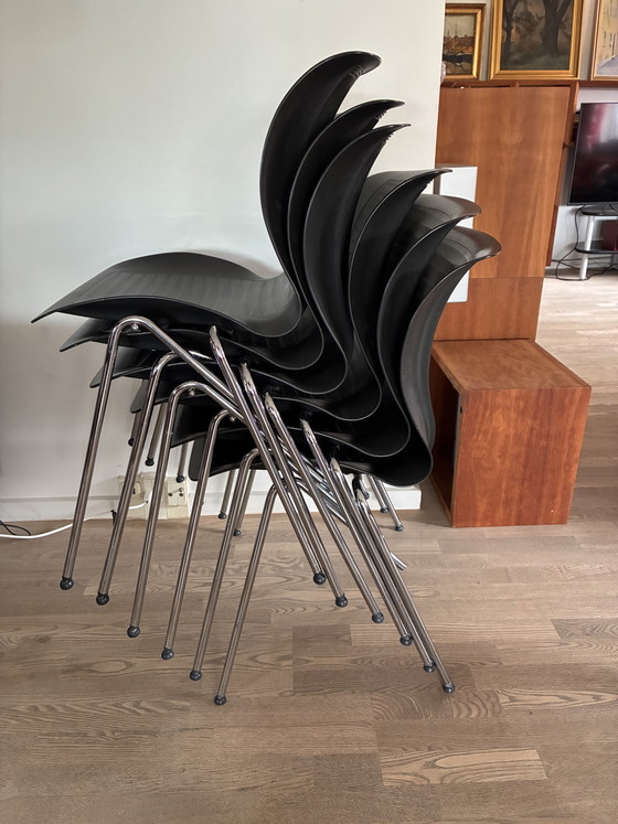 6x Alfred Homann “Ensemble” Chairs – Fritz Hansen, Dining chairs, Plastic, Chrome (photo 4 of 8)